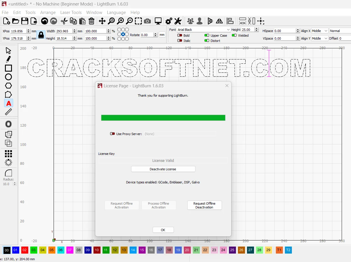 LightBurn 1.6.03 Full Version (2024) Crack